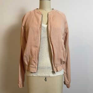 Sanctuary Linen Bomber Jacket XS Blush Pink